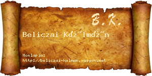 Beliczai Kálmán névjegykártya